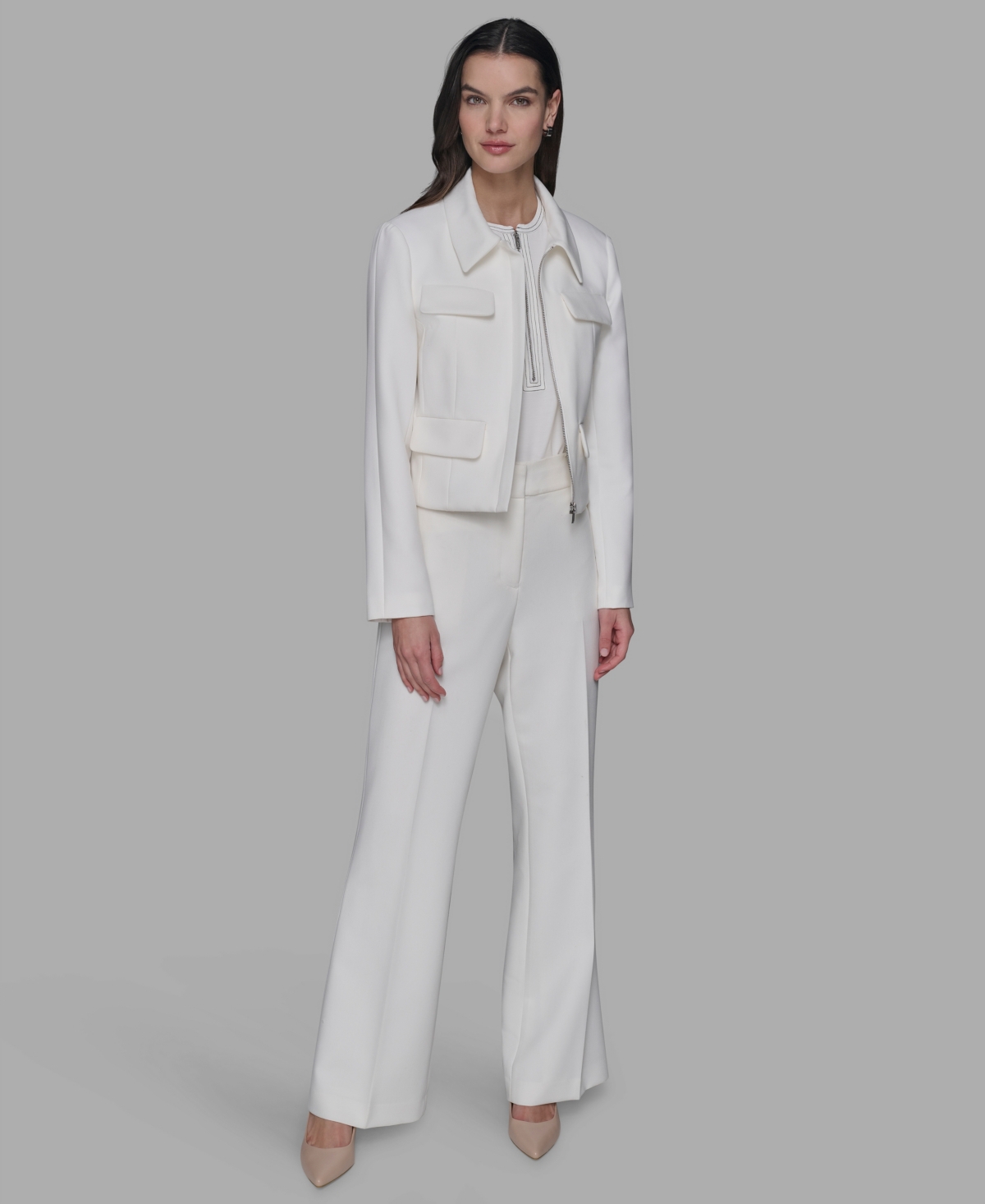 Karl Lagerfeld Women's Collared Jacket In White