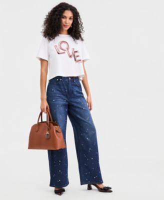 Women's Knit Short-Sleeve Love Graphic T-Shirt, Macy's Exclusive