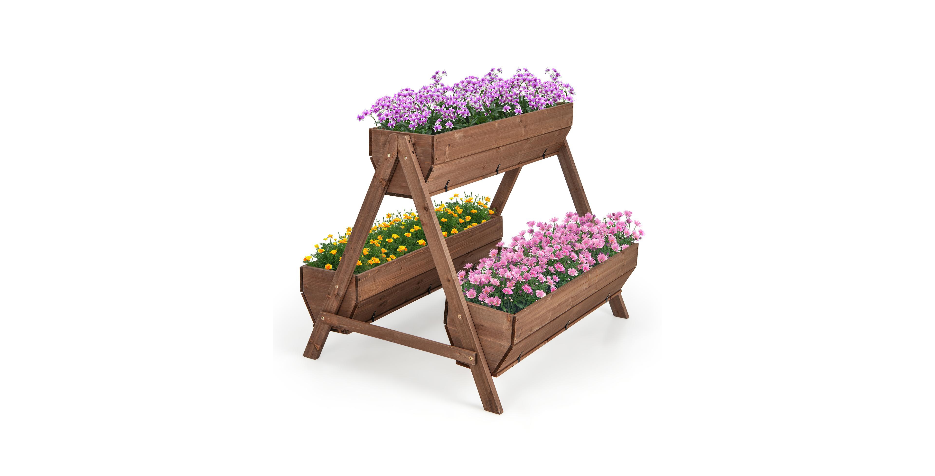 Sugift Vertical Raised Garden bed with 3 Wooden Planter Boxes