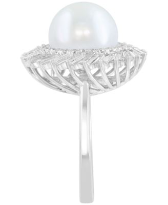 Freshwater Pearl (11mm) and Lab Grown Diamond Ring (1-1/3 ct. t.w.) in 14k White Gold