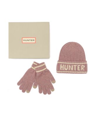 Metallic Rib Logo Cuff Beanie and Gloves Boxed Gift Set