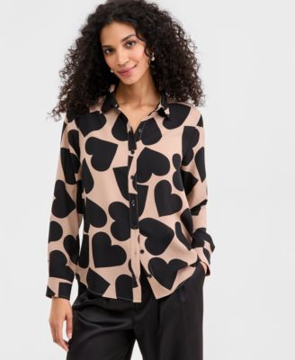 Macy's - Women's Woven Heart Button-Down Top