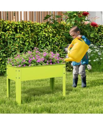 Metal Raised Garden Bed with Legs and Drainage Hole-24 x 11 x 18 inches