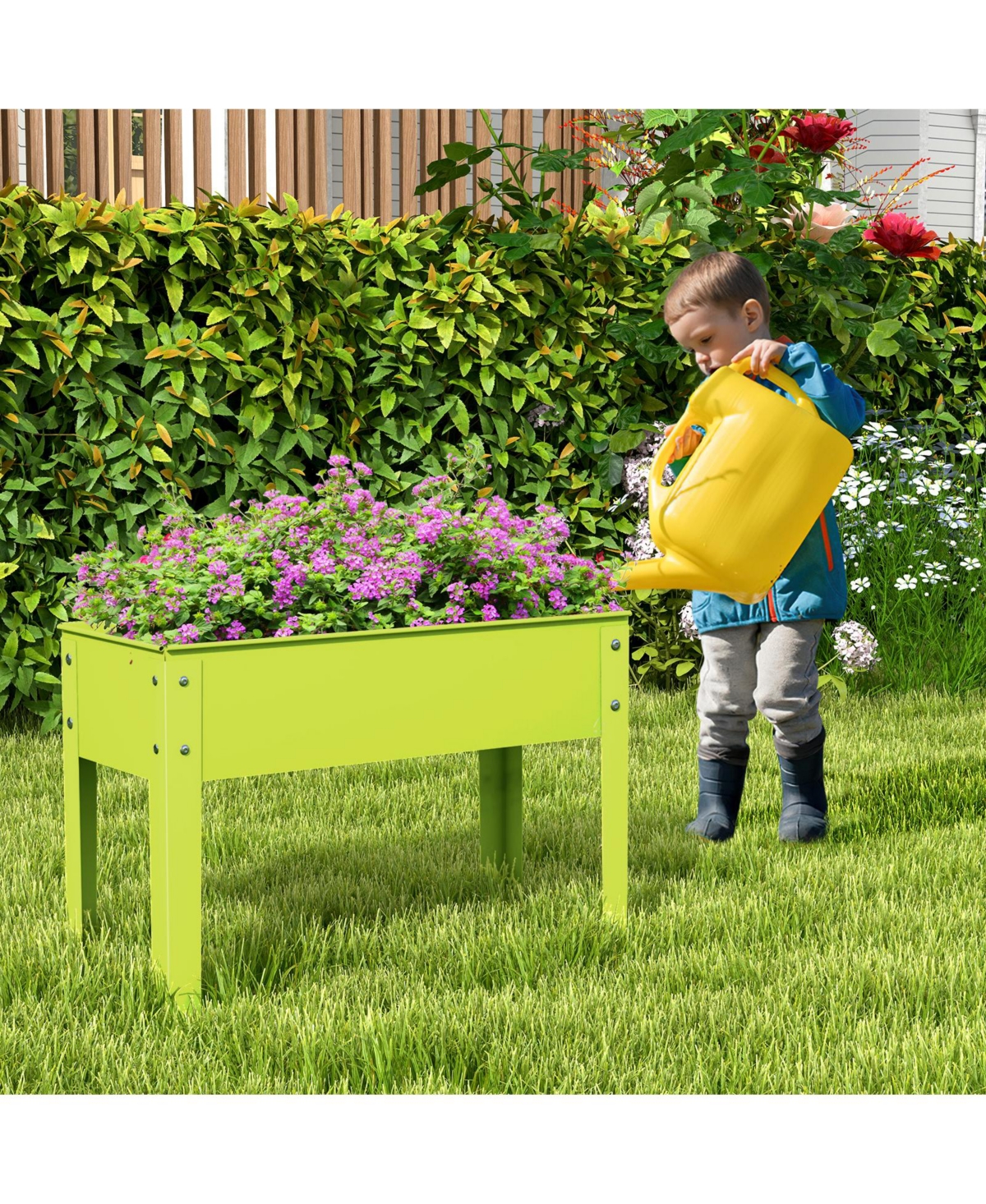 Metal Raised Garden Bed with Legs and Drainage Hole-24 x 11 x 18 inches