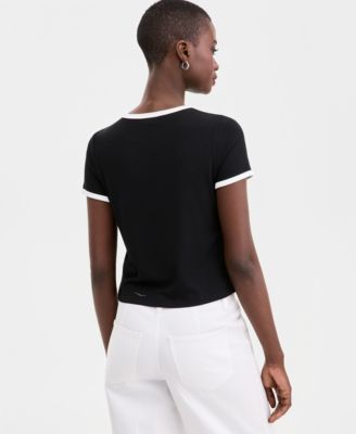 Women's Knit Short-Sleeve Trim Top, Macy's Exclusive