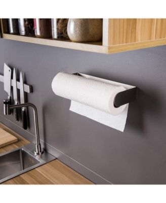 11.2"×1.8"×4.3"with 1.2"Paper Towel Holder Under Cabinet - Self Adhesive Paper Towel Rack Wall Mount for Kitchen,SUS-304 Stainless Steel Brushed