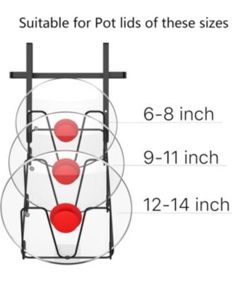 2 Pack Pot Lid Organizer for Cabinet, 6-Tier Pot Lid Holder Over Cabinet Door, Pot Lid Rack for Kitchen Cabinet Organizer, Inside the Cabinet Pots