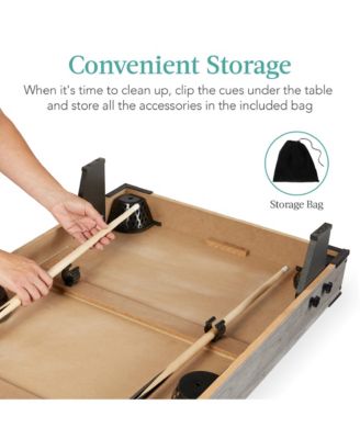 40in Tabletop Billiard Table, Pool Game Table w/ 2 Cue Sticks, Ball Set, Storage Bag