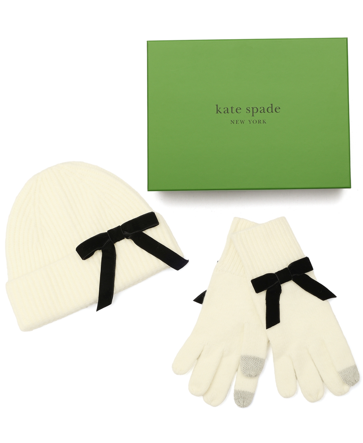 Kate Spade Hat And Gloves Set In White