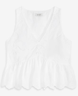 Women's Cutwork V-Neck Tank Top, Macy's Exclusive