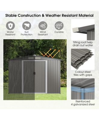 8'x6' Outdoor Storage Shed Galvanized Steel Tool House Organizer for Garden Yard