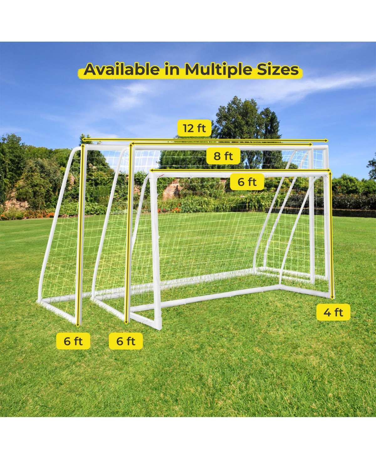 Sugift Outdoor Recreation & Sports Gear 8' x 6' Soccer Goal with Ground Stakes and Soccer Cones