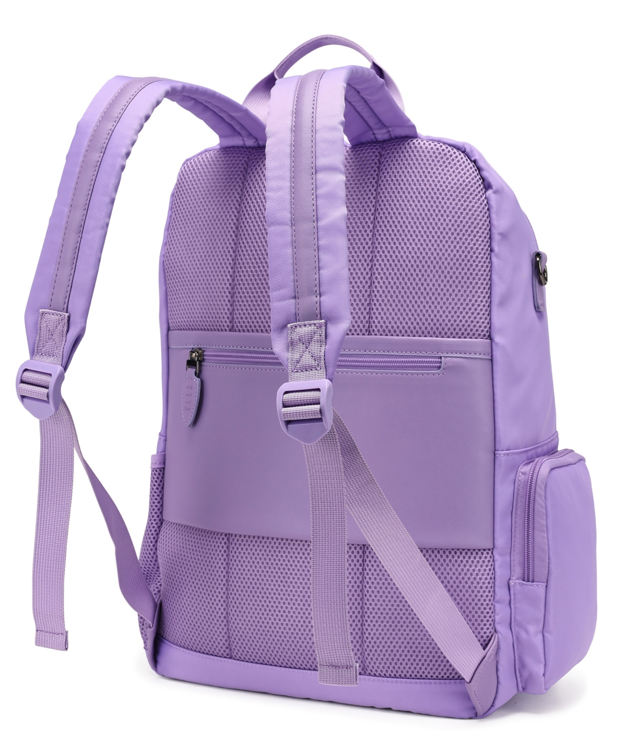 Elle Voyage 17.5" Twill And Faux Leather Backpack In Purple