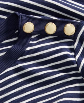 Women's Knit Long-Sleeve Button-Shoulder Top, Macy's Exclusive