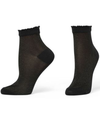 Women's 2-Pack Metallic Opaque Anklet Socks