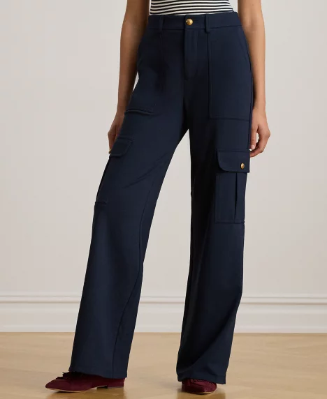 Women's Petite Full Length Cargo Pants - Lauren Navy