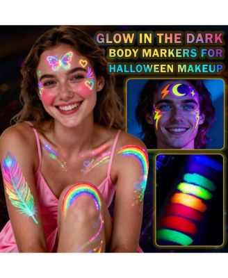 8 Colors Face Paint Markers, Makeup Glowing Face Painting Pens Kit for Adult Festival Glow Party