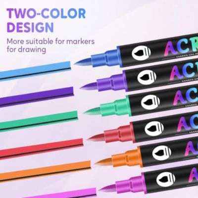 Dual Tip Acrylic Paint Markers, 48 Quick-Dry Water-Based Colors for Rock, Ceramic, Wood, Canvas & Plastic DIY Crafts