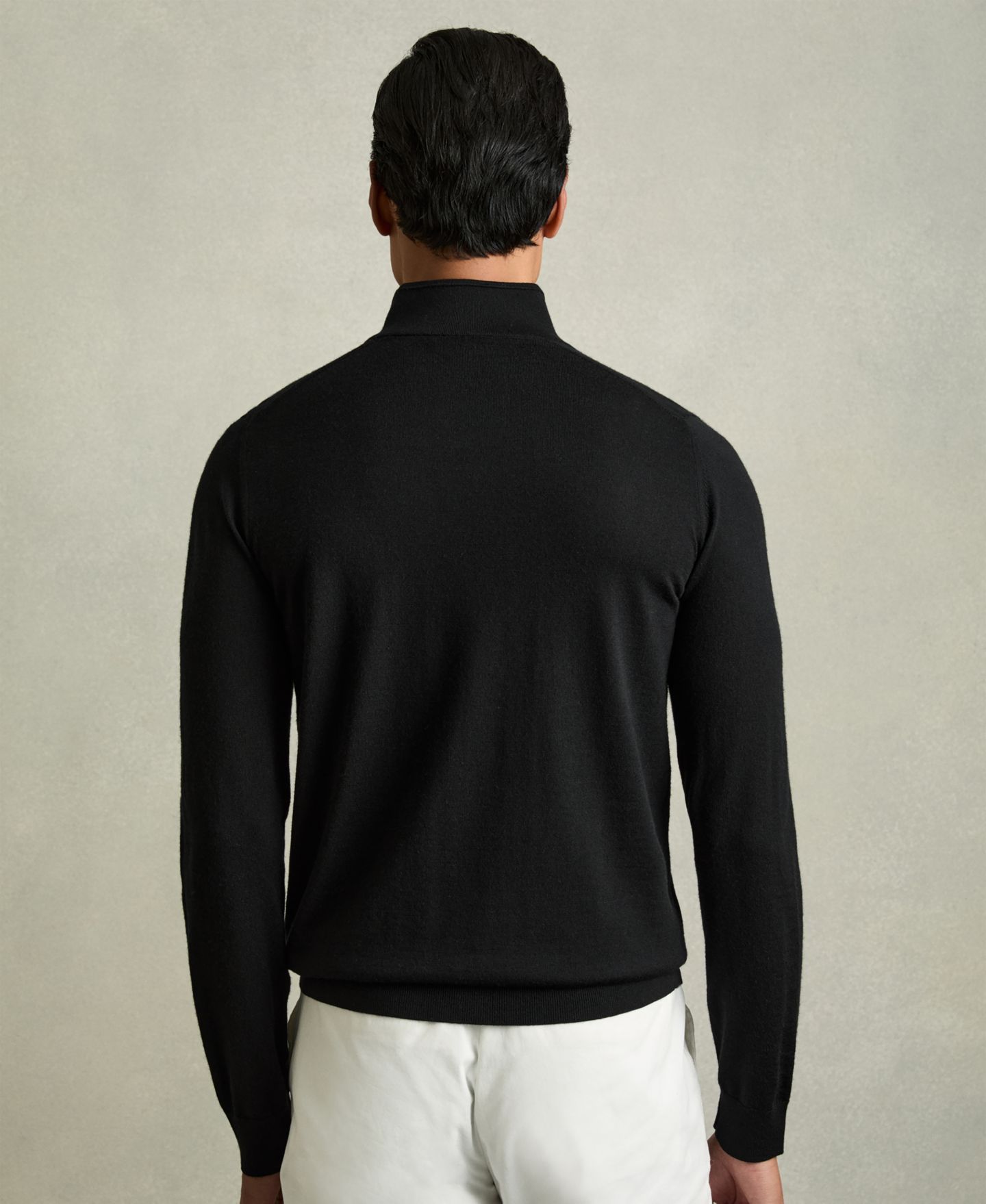 Мужской свитер REISS Blackhall Merino Wool Half-Zip Funnel Neck, цвет: Чёрный — фото 4