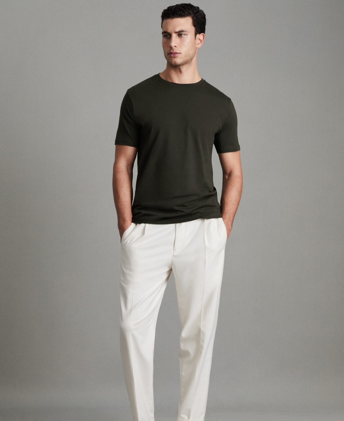 Reiss Men's Cotton Crew Neck T-shirt In Green