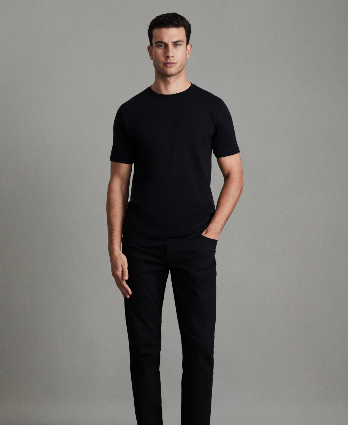 Reiss Men's Cotton Crew Neck T-shirt In Black