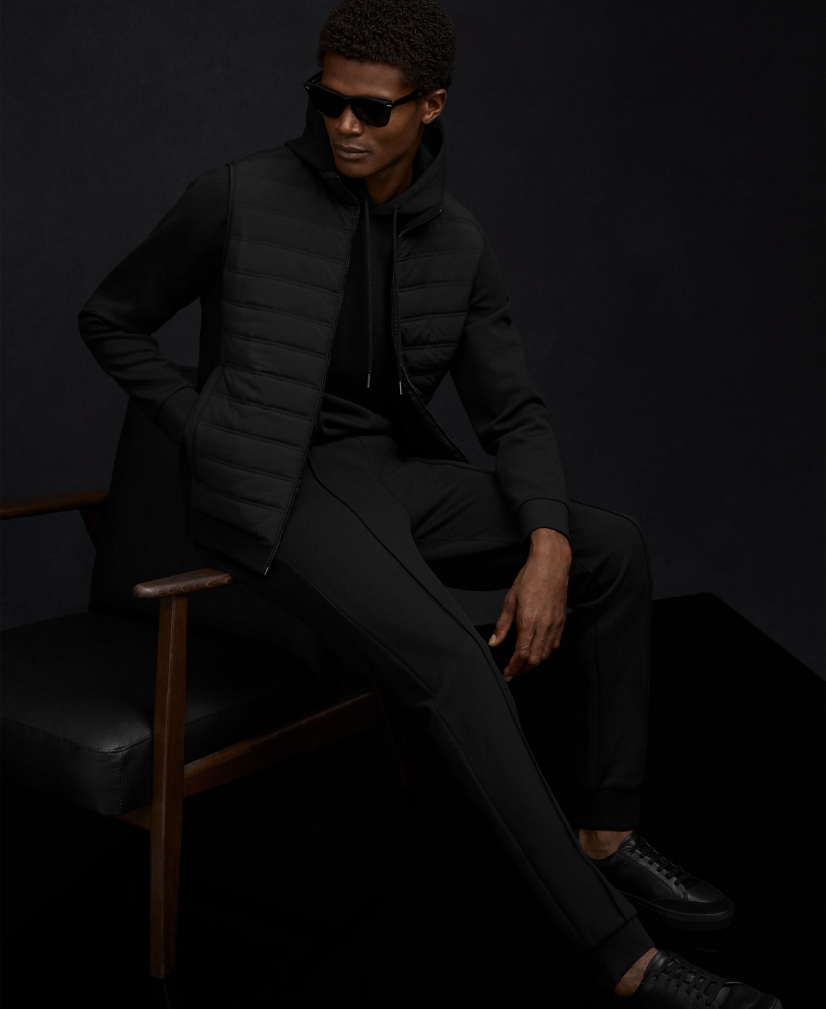 Reiss Men's Interlock Jersey Drawstring Hoodie In Black