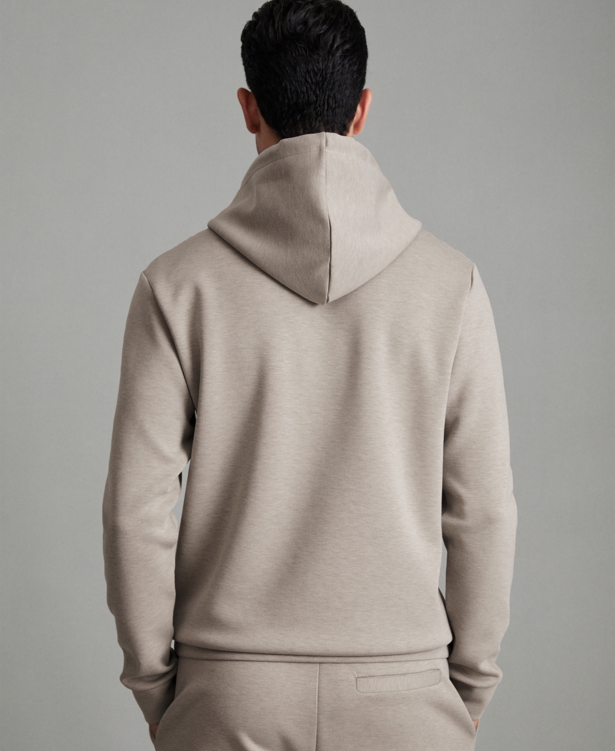 Reiss Men's Interlock Jersey Drawstring Hoodie In Brown