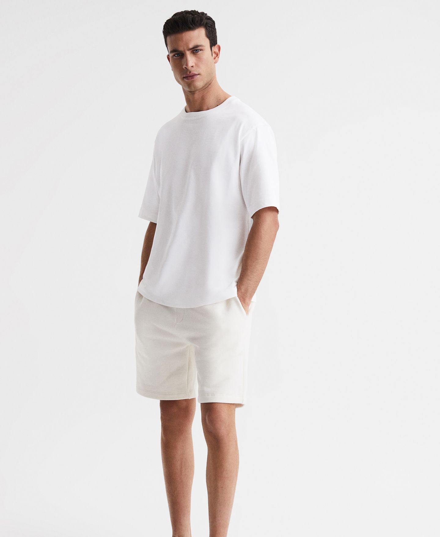 Мужская футболка REISS Tate Cotton Garment-Dyed Oversized, цвет: Белый — фото 3