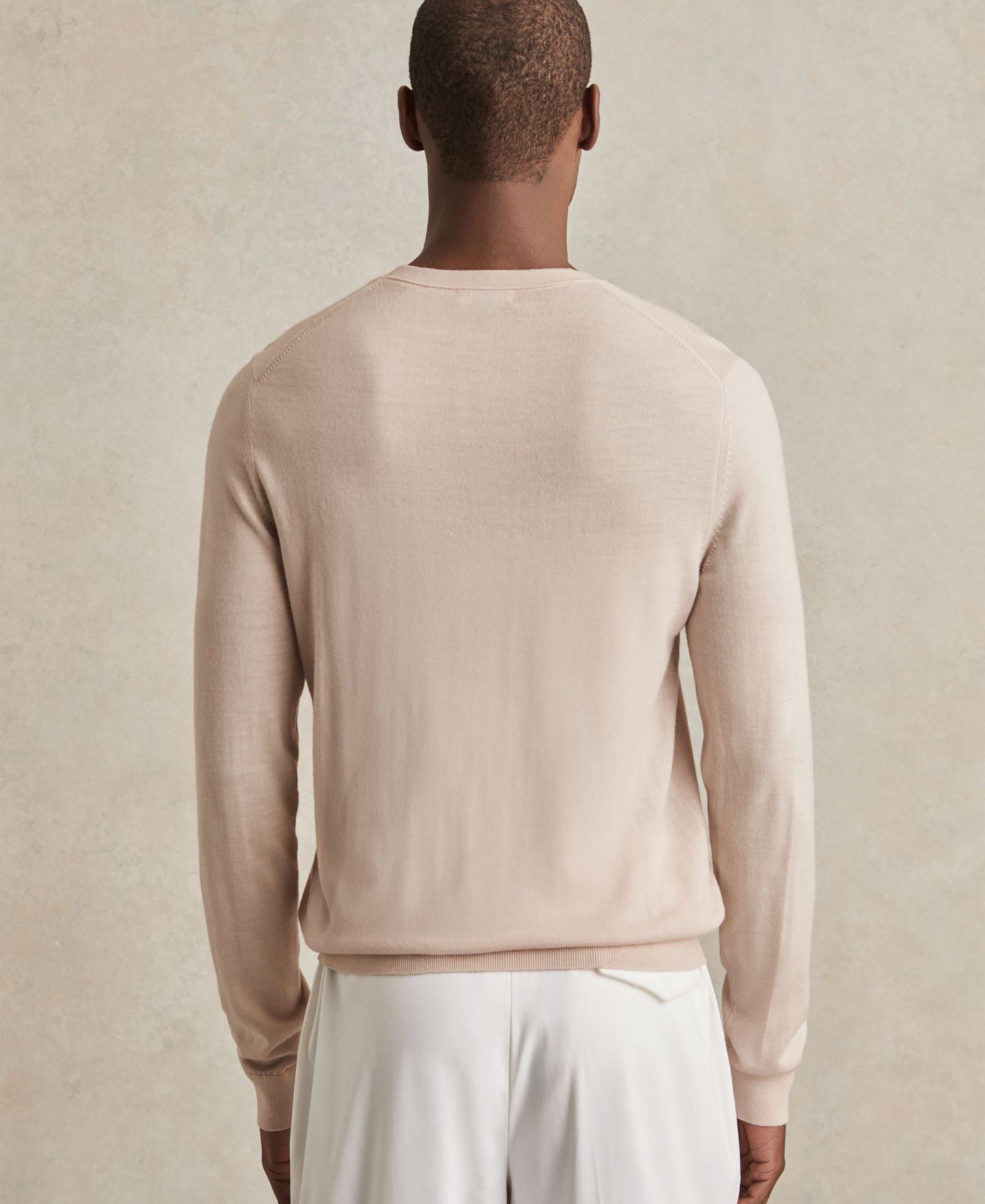 Мужской свитер REISS Wessex Merino Wool Crew Neck, цвет: Бежевый — фото 4