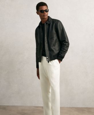 Men's Grained-Leather Zip-Through Jacket