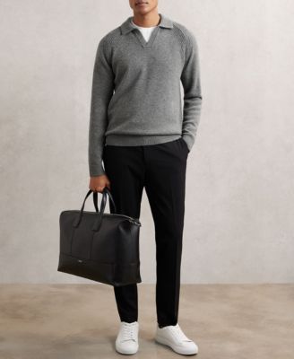 Men's Wool-Cashmere Open-Collar Sweater