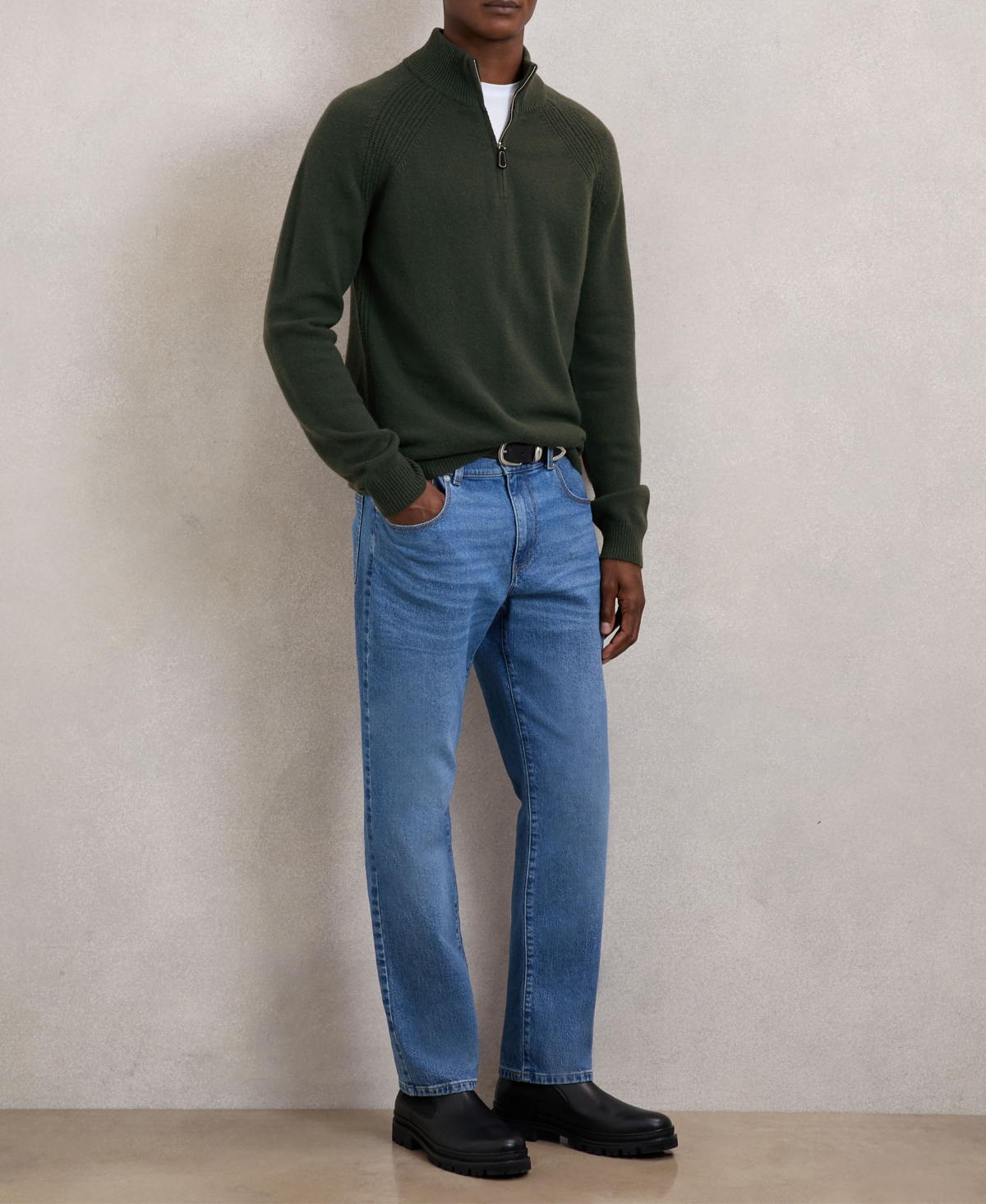 Reiss Men's Wool-Cashmere Half-Zip Sweater