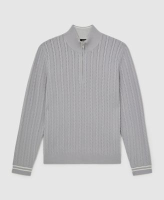 Men's Half-Zip Cable-Knit Wool Sweater