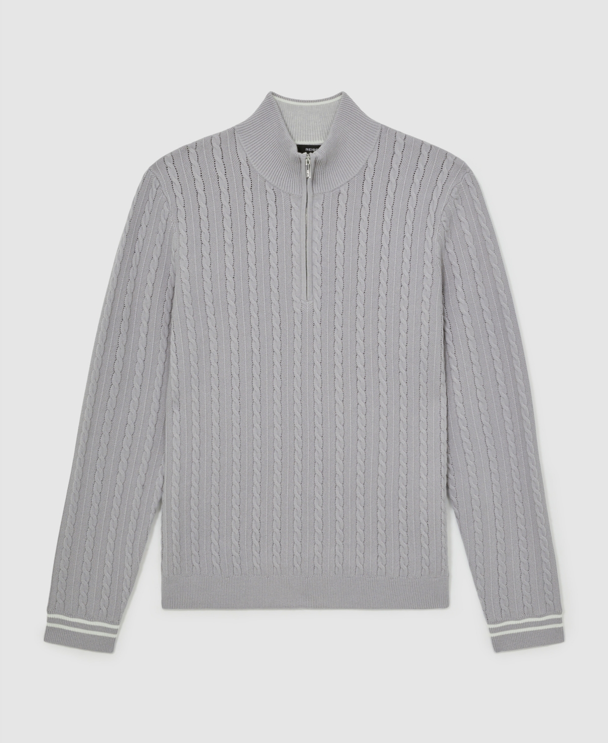 Reiss Mens Tuscano Half-zip Cable-knit Jumper Airforce Blue In Gray