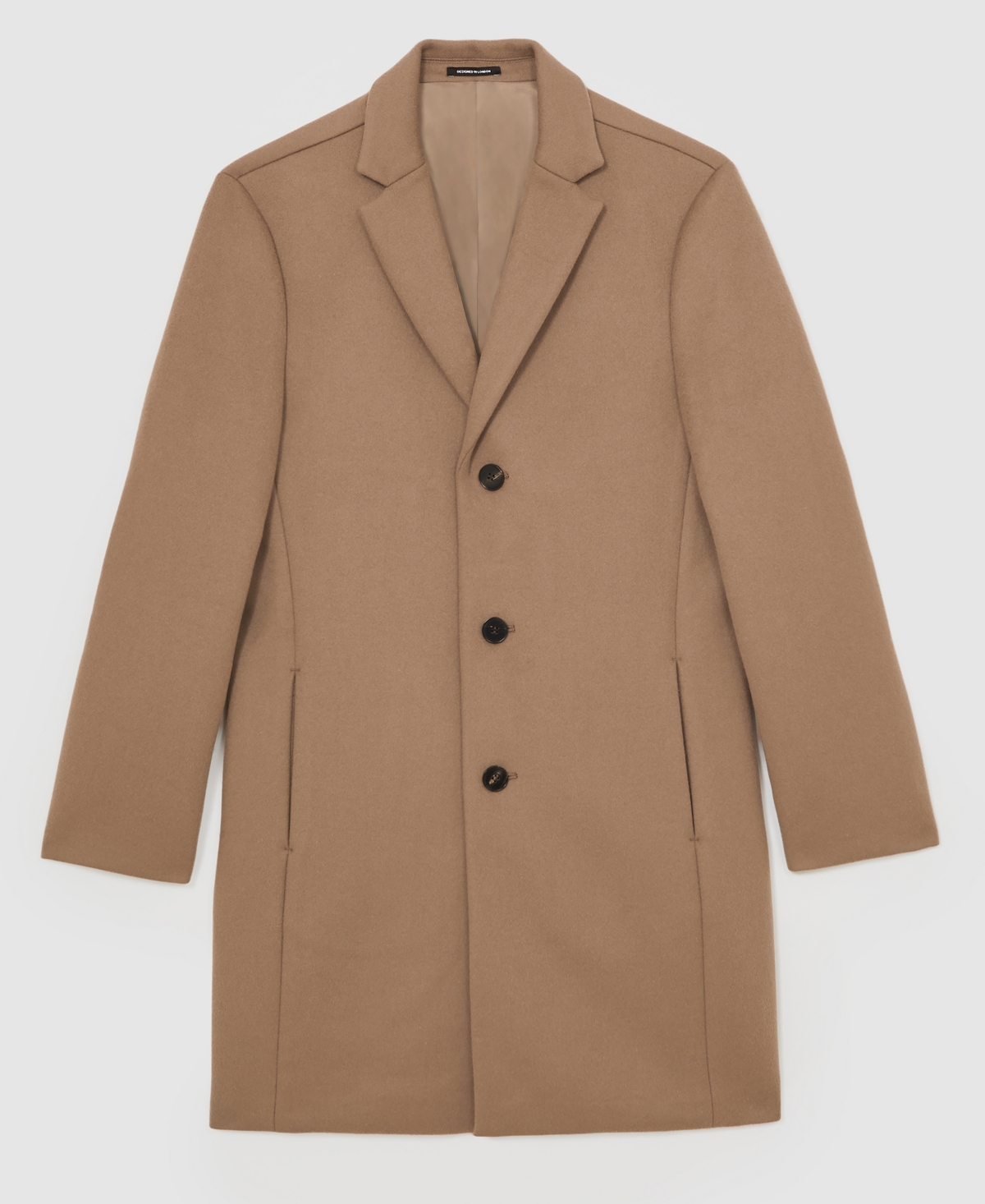 Reiss Camel Gable Wool Blend Single Breasted Epsom Overcoat In Multi