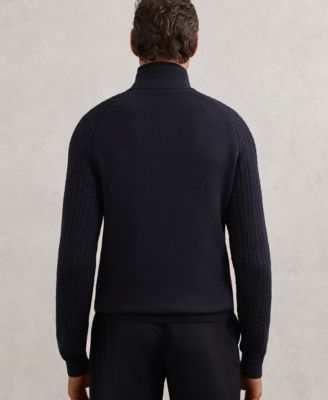 Men's Cable-Knit Half-Zip Wool Sweater