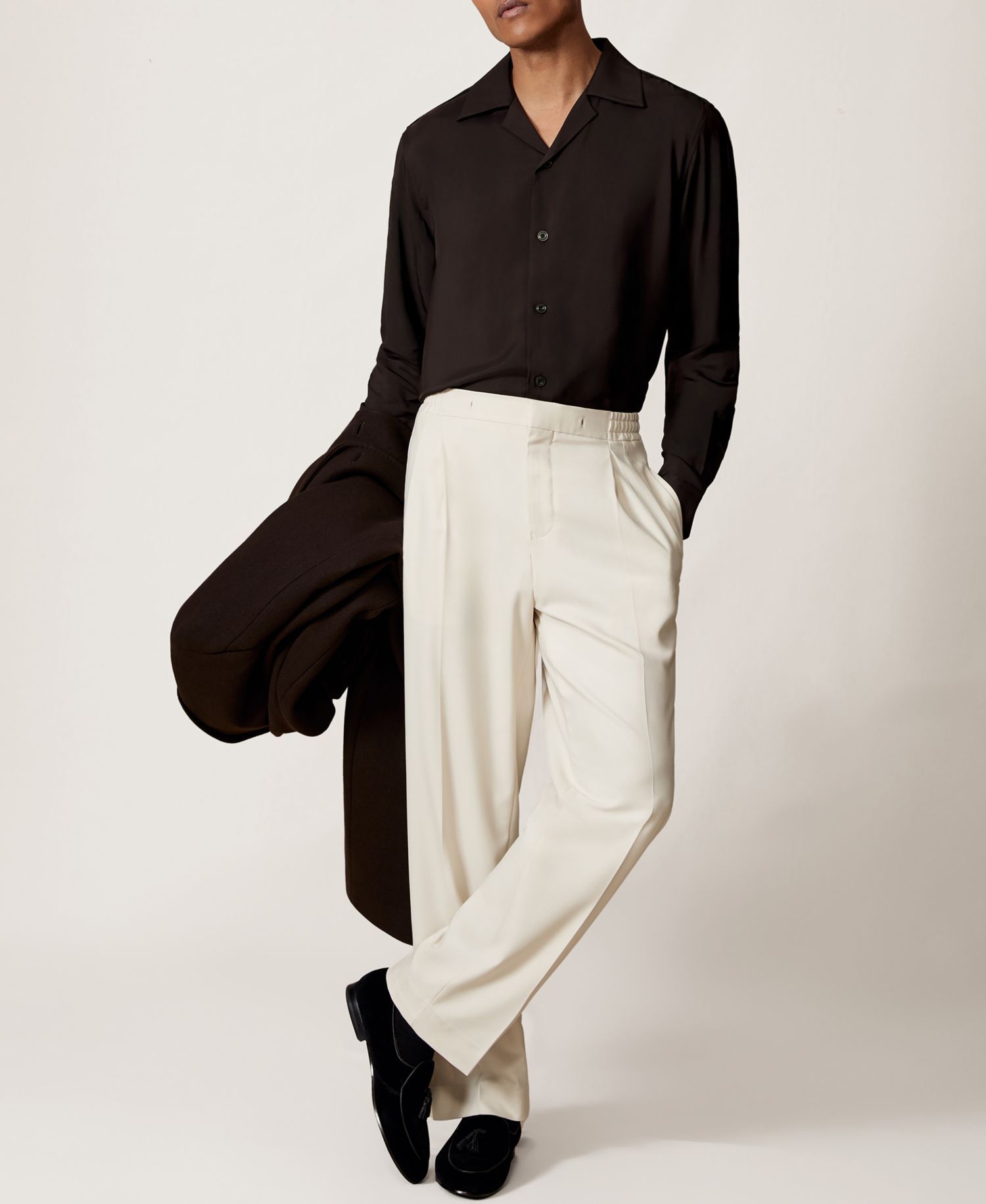 Men's Space Twill Piped Cuban-Collar Shirt