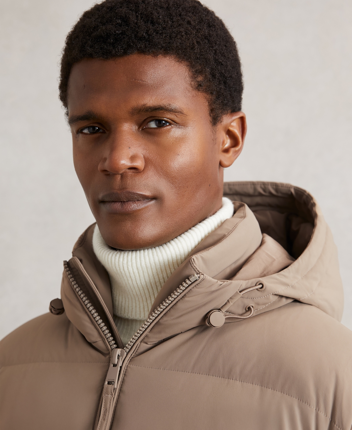 Reiss Reggie Quilted Puffer Jacket In Brown