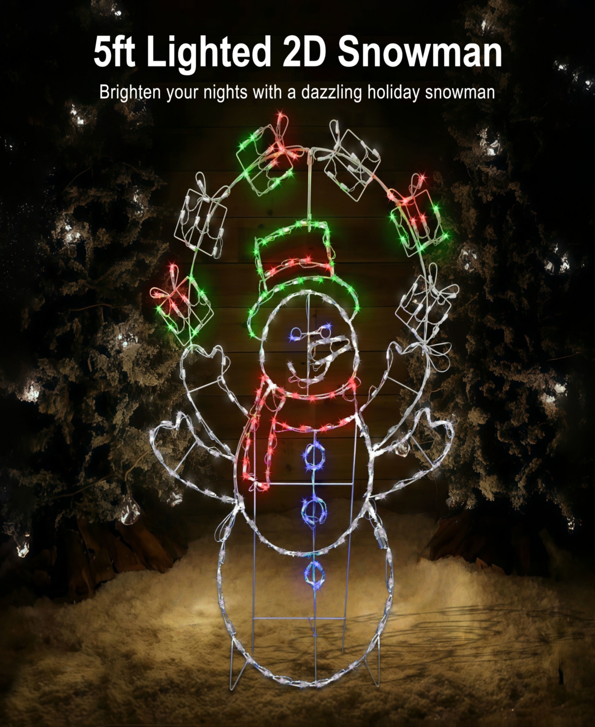 Puleo International 5' 2d Outdoor Snowman Christmas Holiday Decor In Multi