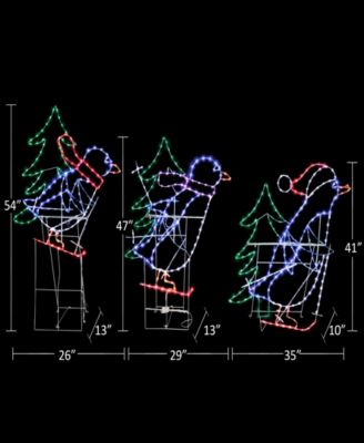 Skiing Penguins with Tree Christmas Outdoor D&eacute;cor, Set of 3