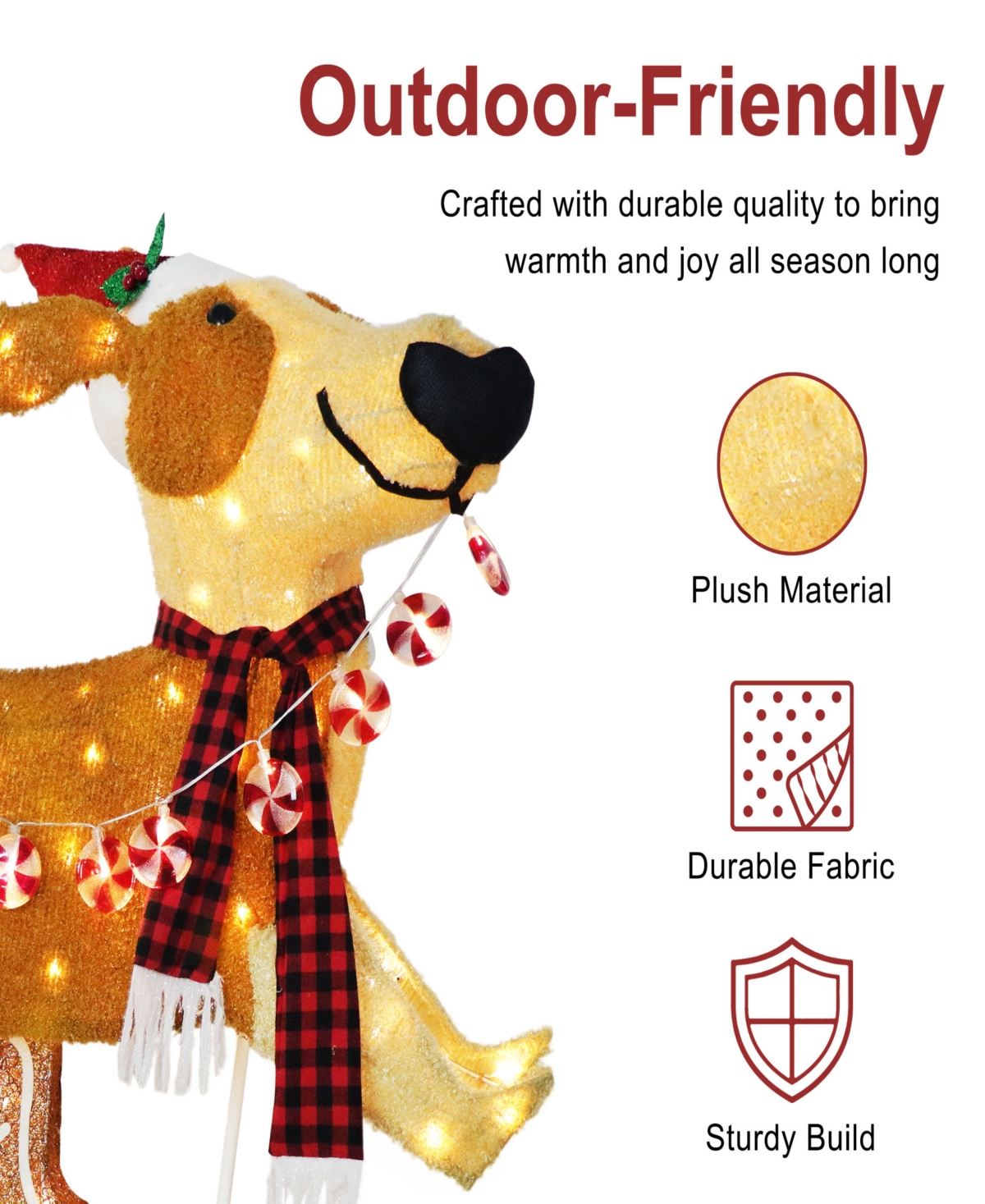 Puleo International 4' Pre-Lit Outdoor Puppy Christmas Holiday Decor