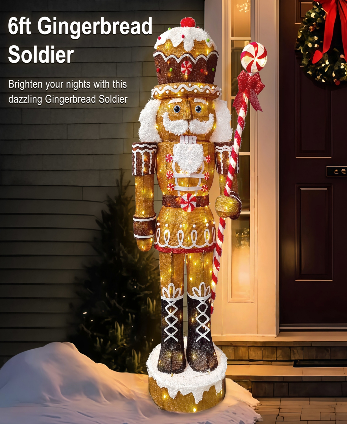 Puleo International 6' Gingerbread Outdoor Christmas Soldier