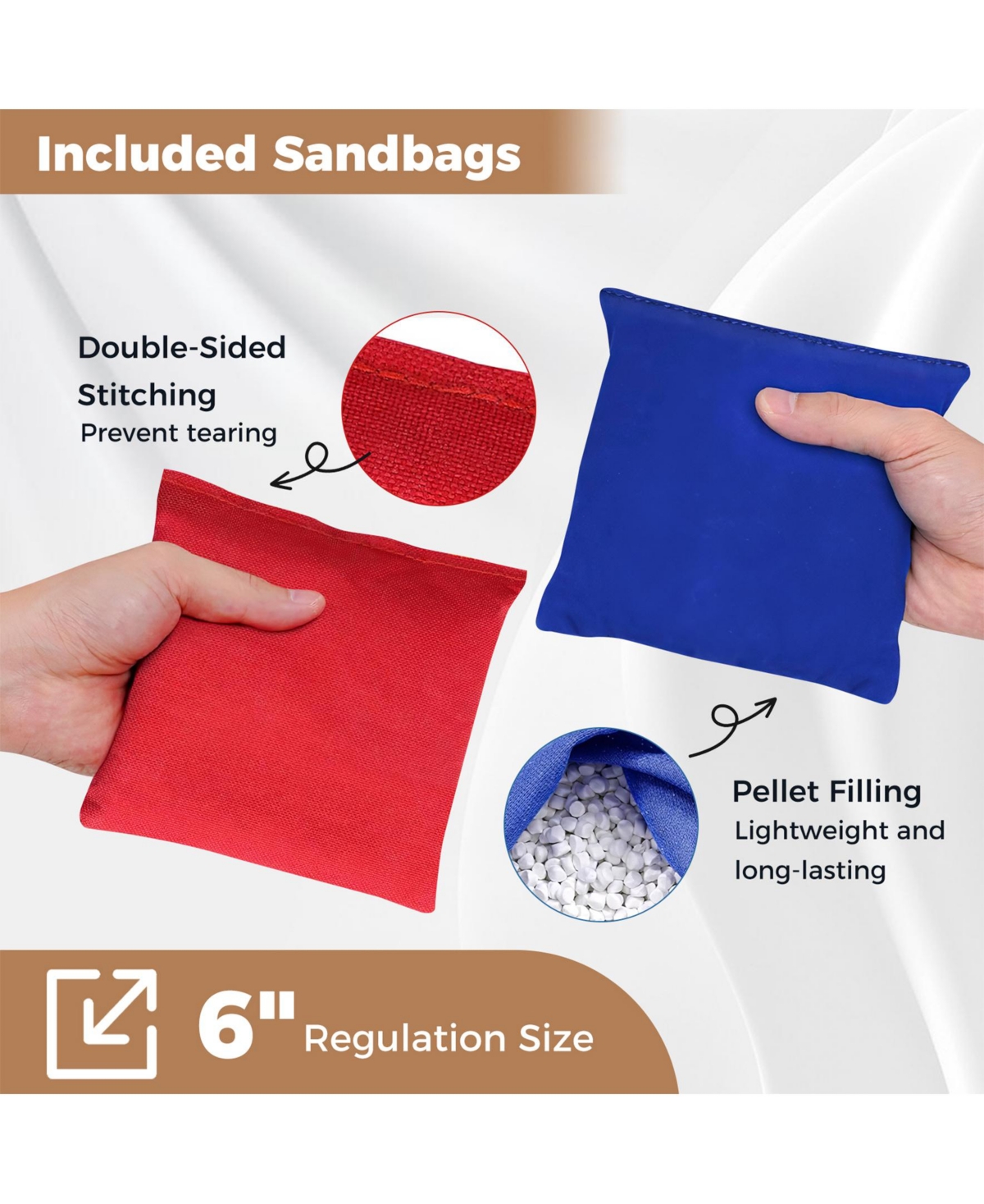 Sugift Solid Wood Cornhole Board Set Portable Corn Hole Game Board Includes 8 Bean Bags-m.