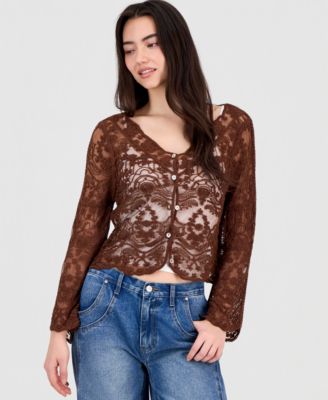 Women's Lace Long-Sleeve Top, Exclusively at Macy's