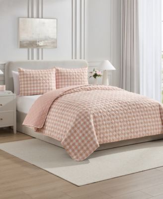 Gingham Microfiber 3-Pc. Quilt Set, King