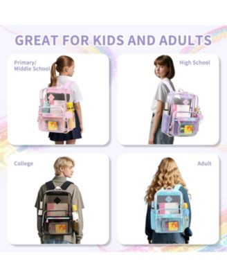 Clear Backpack Heavy Duty Transparent Backpack for School Clear Bags with Wider Straps See Through Plastic Bags Sport Events Concert Stadium-Purple