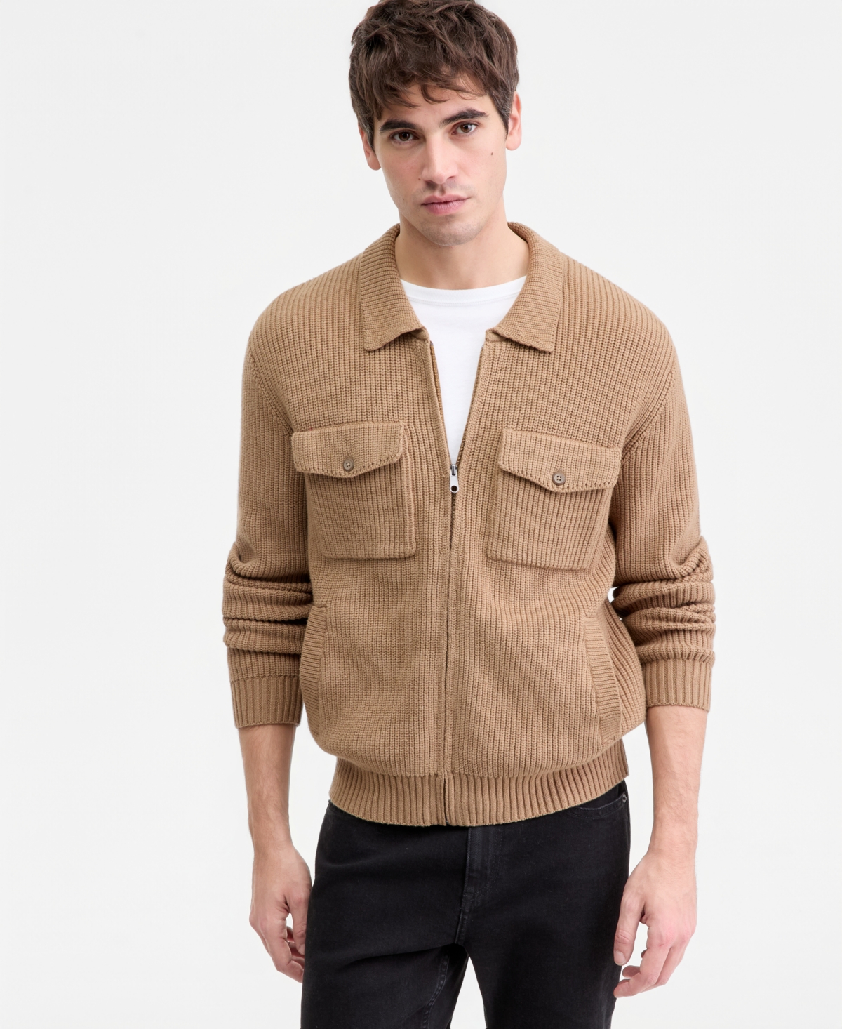 Sun + Stone Men's Sweater Trucker Jacket, Macy's Exclusive