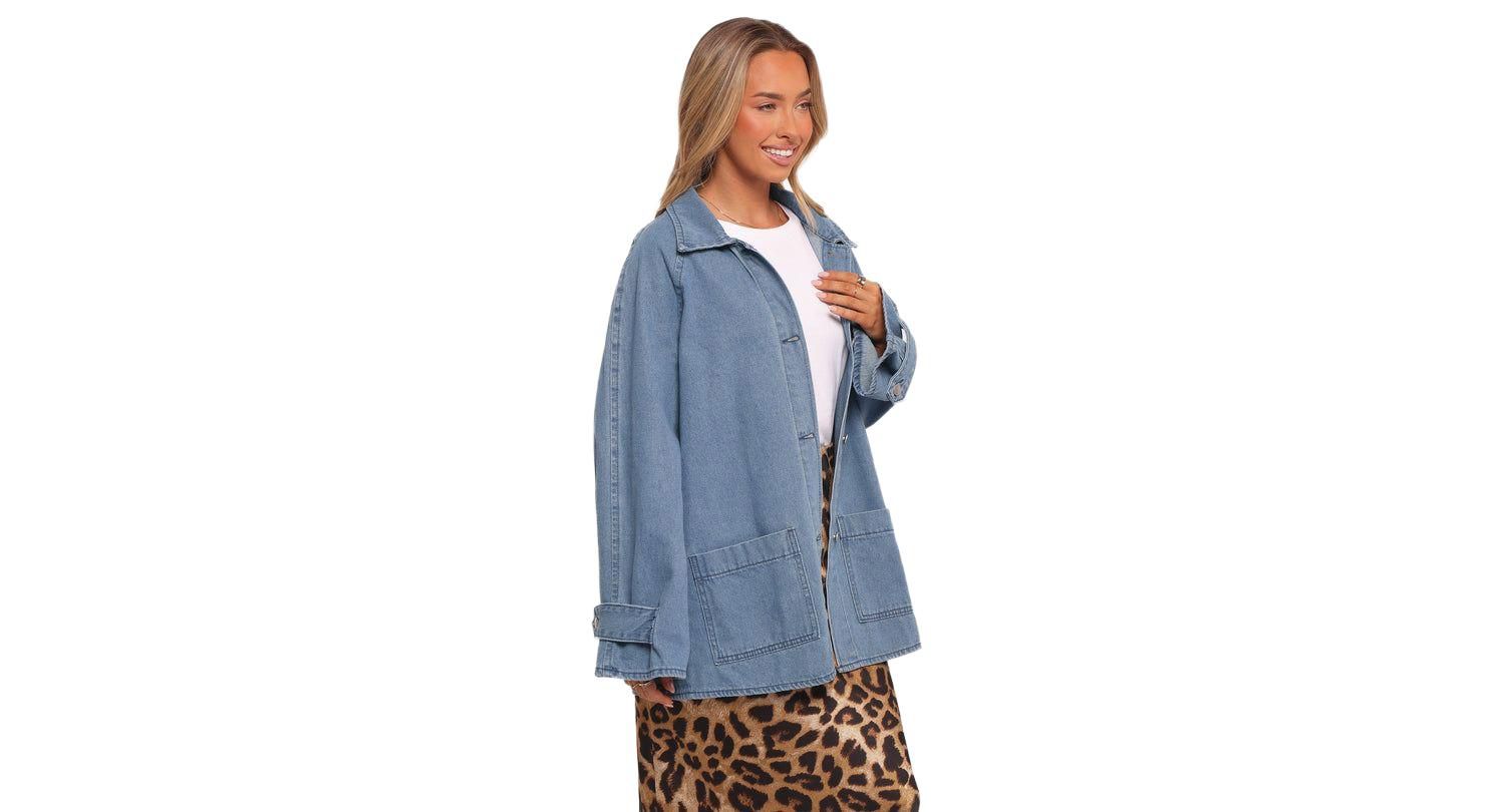 Women's Novan Oversized Shacket - Denim 10