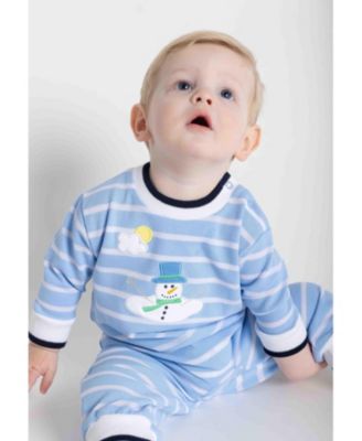 Baby Boys Stripe Knit Longall With Melting Snowman