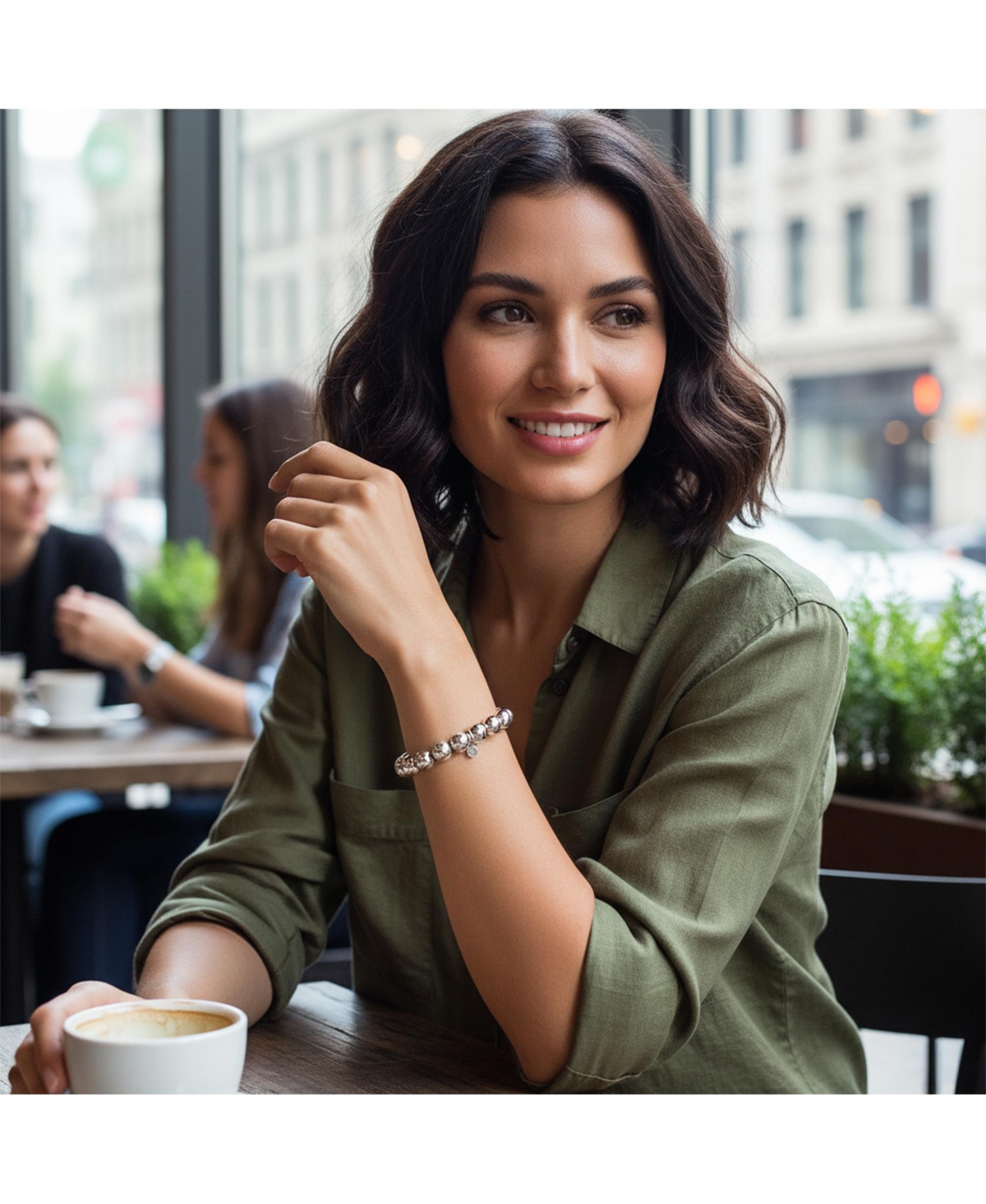 Bling Jewelry Stackable Sterling Silver Bead Ball Stretch Bracelet